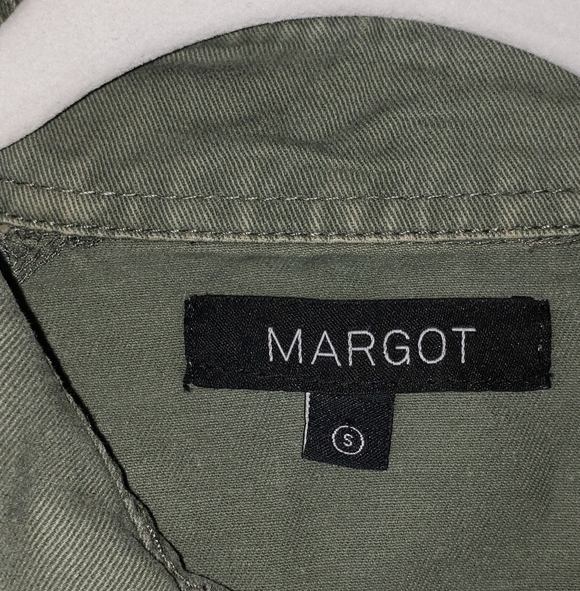 Margot Sage Green Cropped Utility Jacket Snap Front Cotton Small